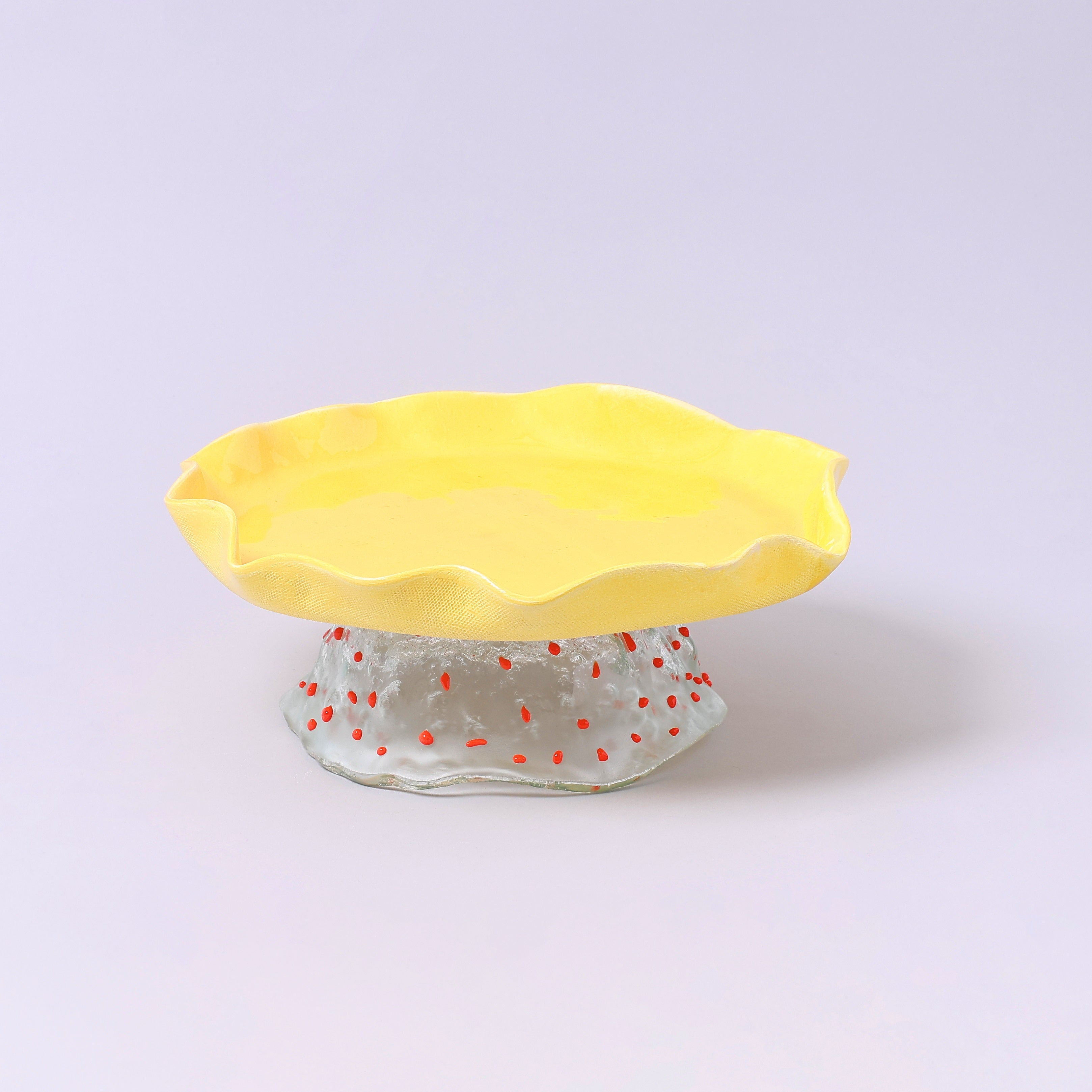 Handmade Ceramic Serving Plate with Glass Stand