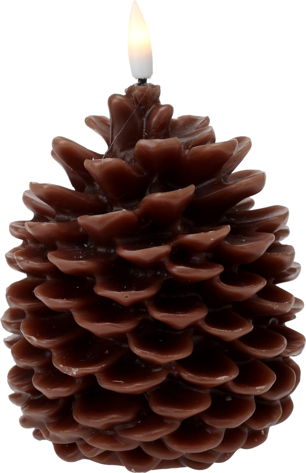 LED Candle Pinecone - Battery Operated Warm White Wick, 10x10x13 cm