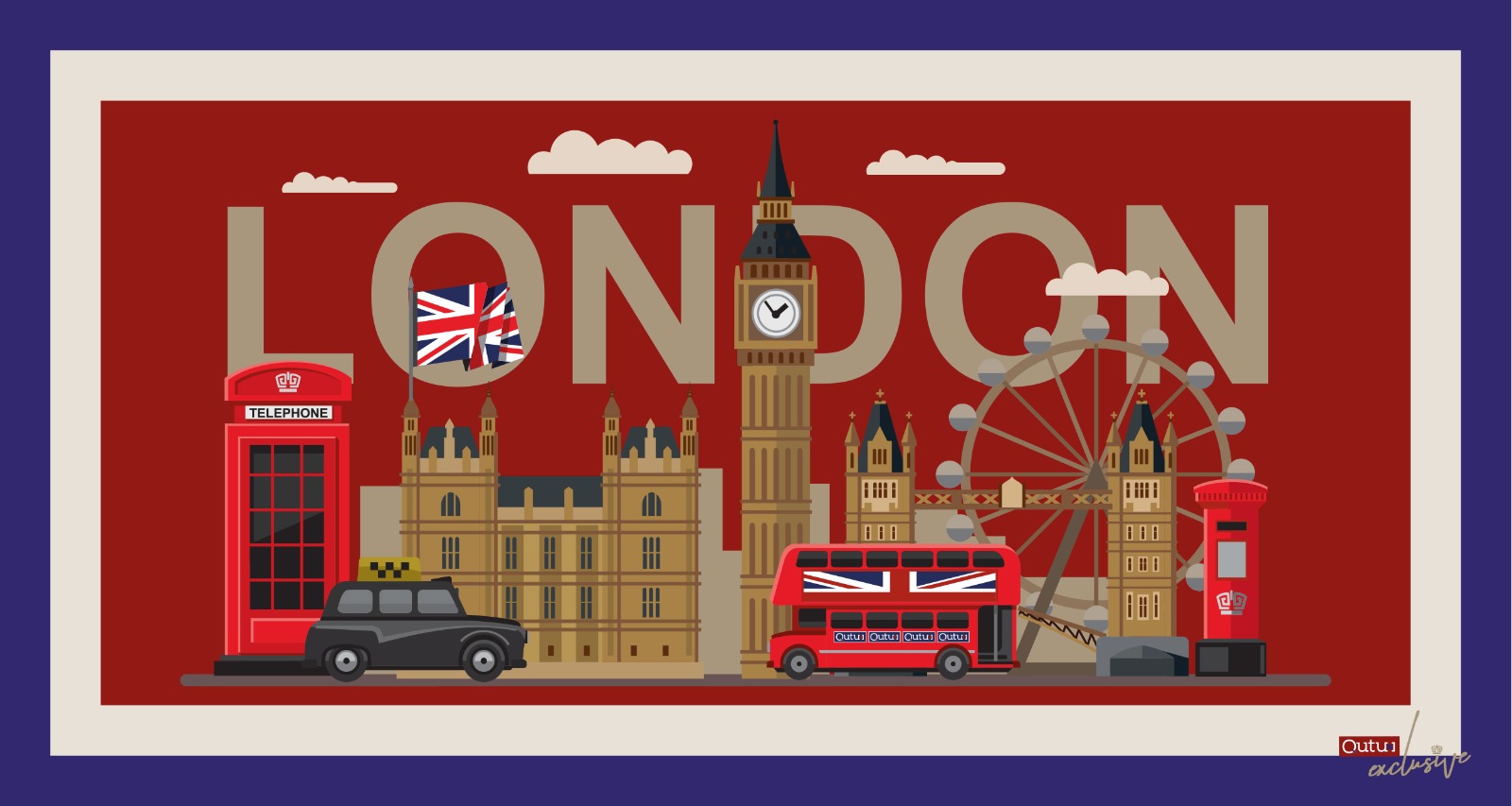 Carpet London 60x100 cm Red/Navy Area Rug — London Skyline Design