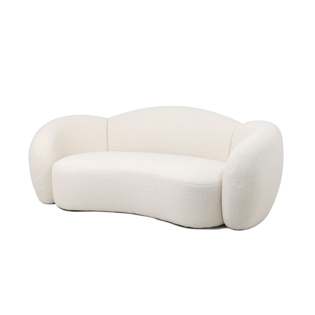 Soft White 3-Seater Armchair Sofa in Cuddly Terry Cloth Fabric