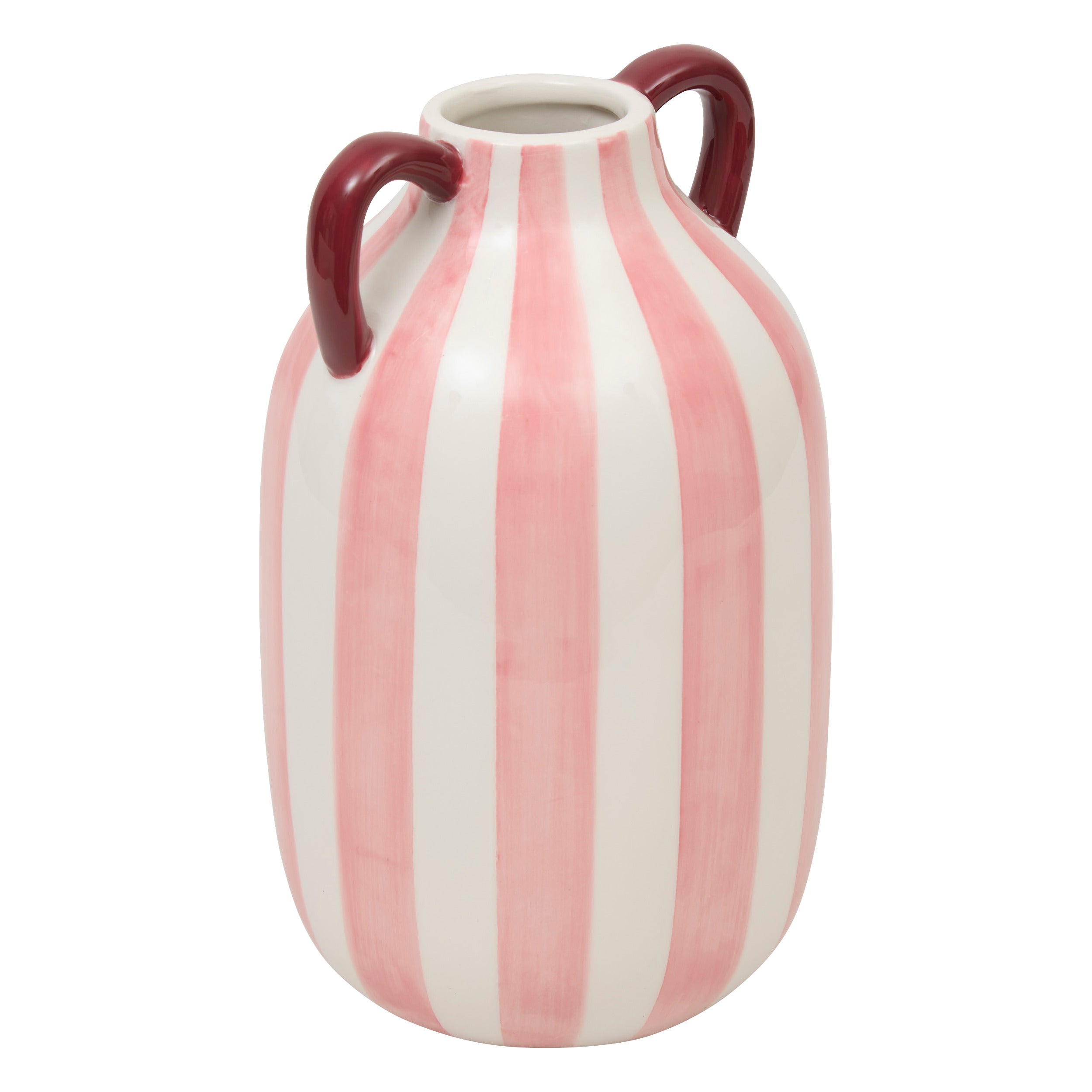 Chéri Vase - Glazed Stoneware Amphora with Vertical Stripes, 20cm