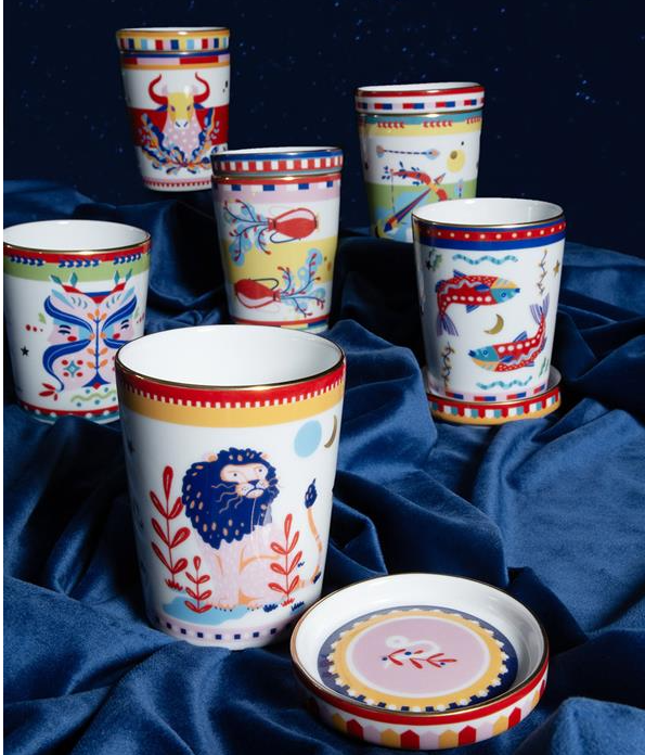 CUP WITH LID/SAUCER CAPRICORN Porcelain Mug with Lid & Saucer