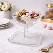 Glass Cup with Plate Serving Bowl 15x15x13 cm