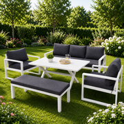 OUTDOOR ALUMINUM SET 3+1+1 WITH BENCH & TABLE