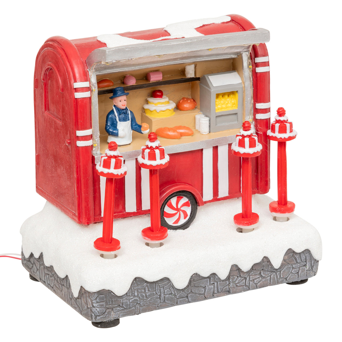 Cake Stand with 8 LED, Musical with Movement - Polyresin Christmas Village
