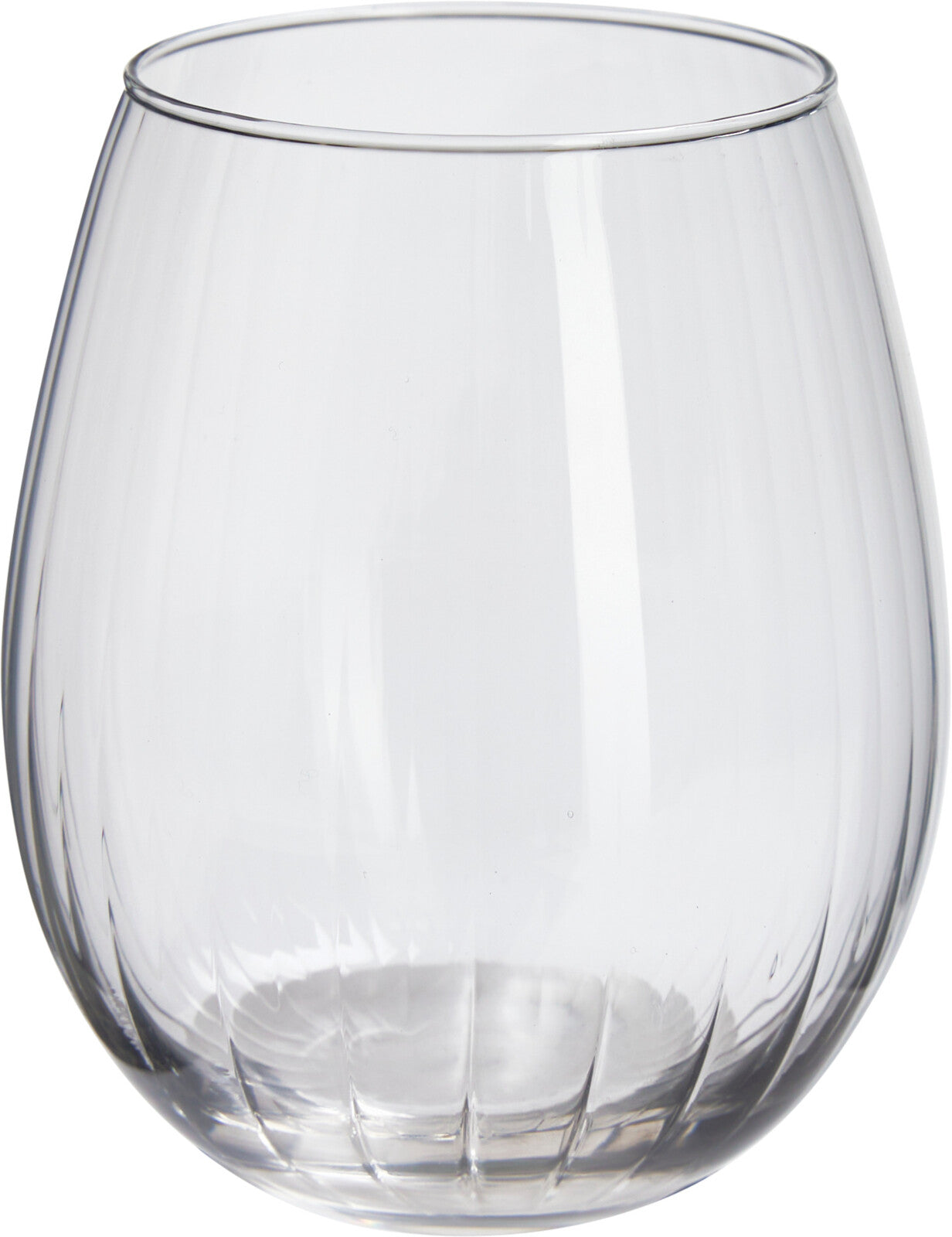 Drinking Glass Set 4pcs Stemless Clear Ribbed Base 390/440ml