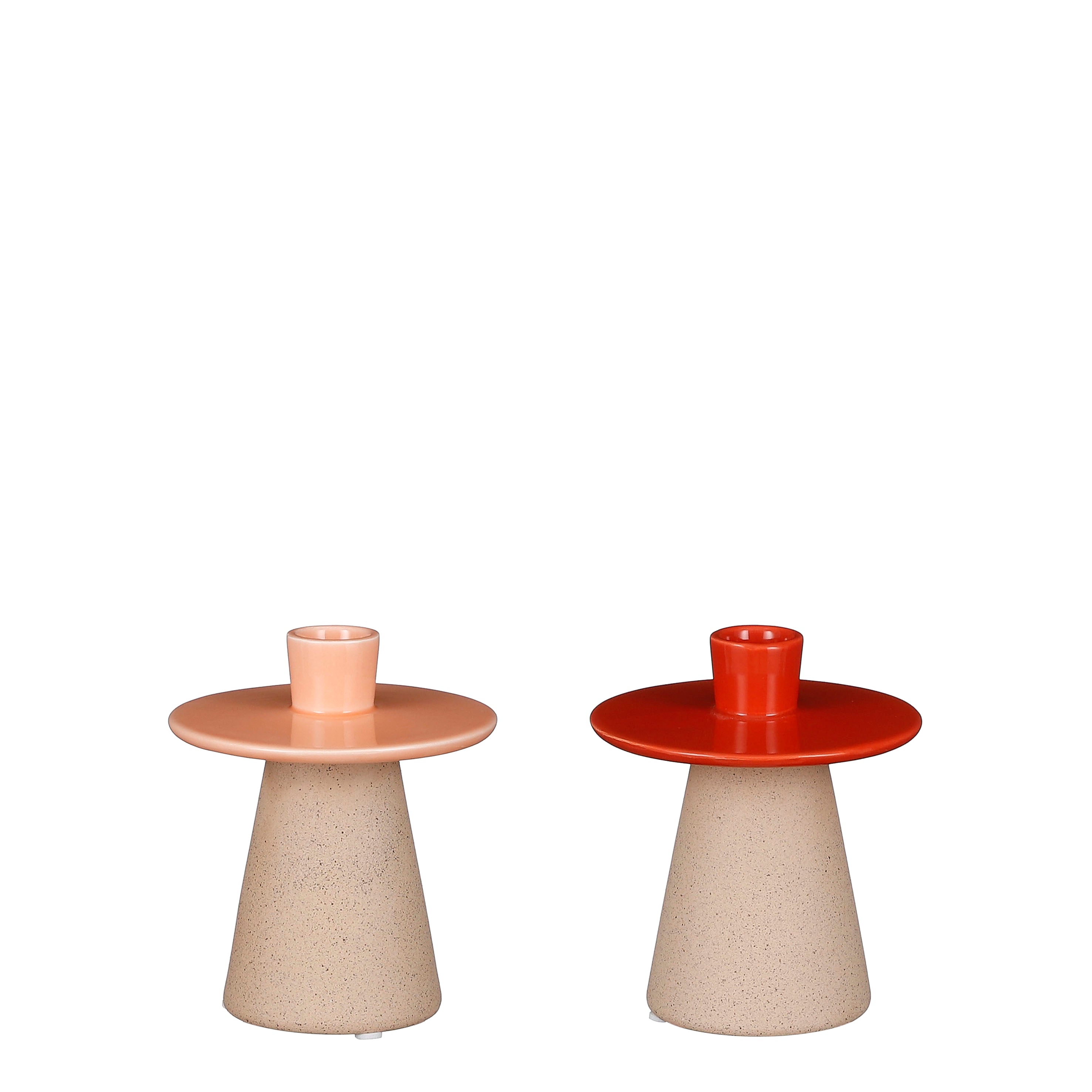Ceramic Candle Holder - Assorted Pink and Orange