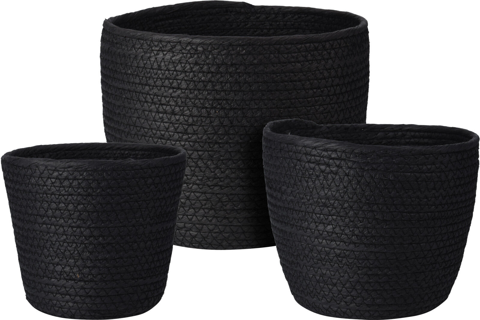 Basket Set Paper, Bamboo Frame, Black, Multi-Size