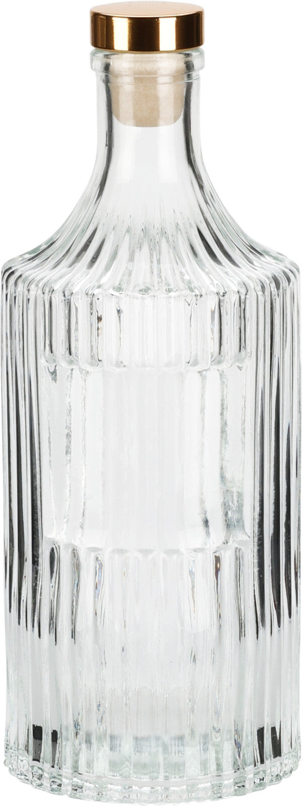 DRINKING BOTTLE 500ml Glass Fluted Water Bottle with Gold Cap