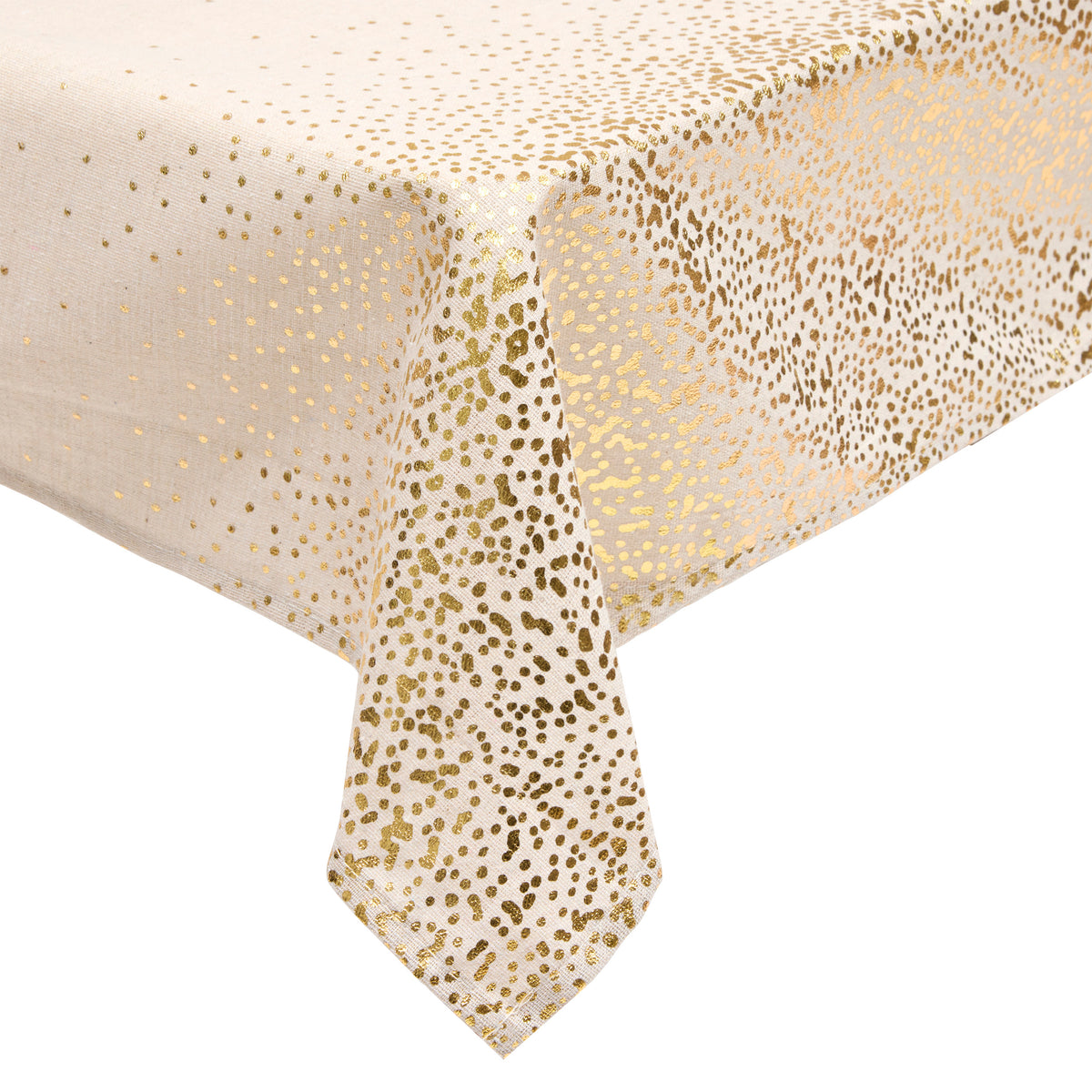 Leopard print tablecloth 140 x 240 cm, beige - gold foil spots