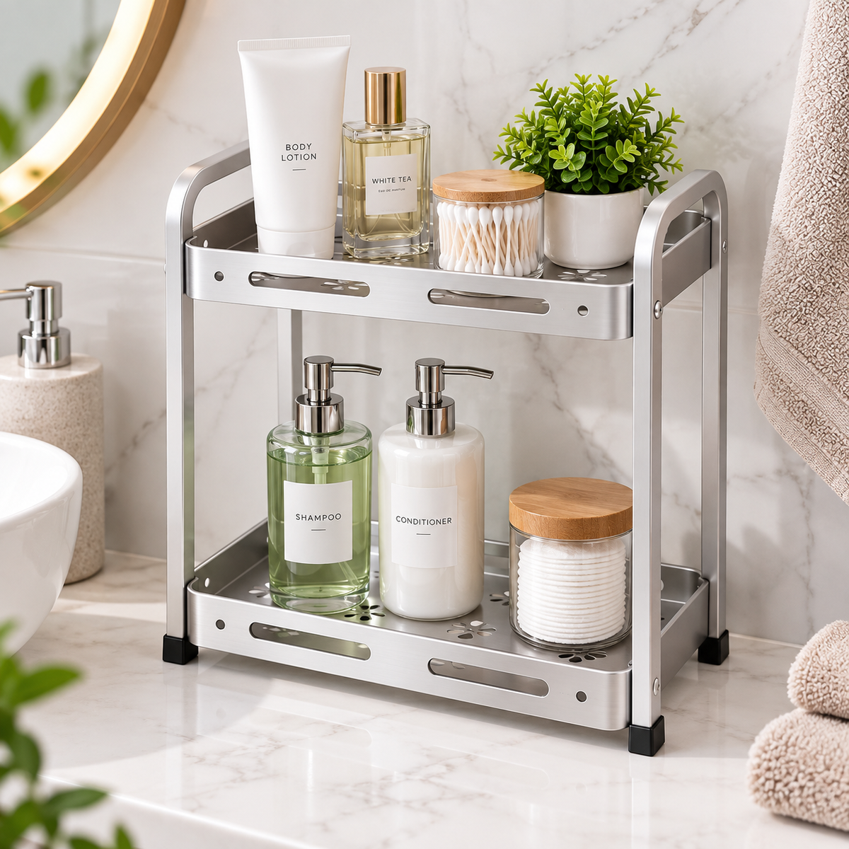 2-Tier Aluminum Shower Organizer