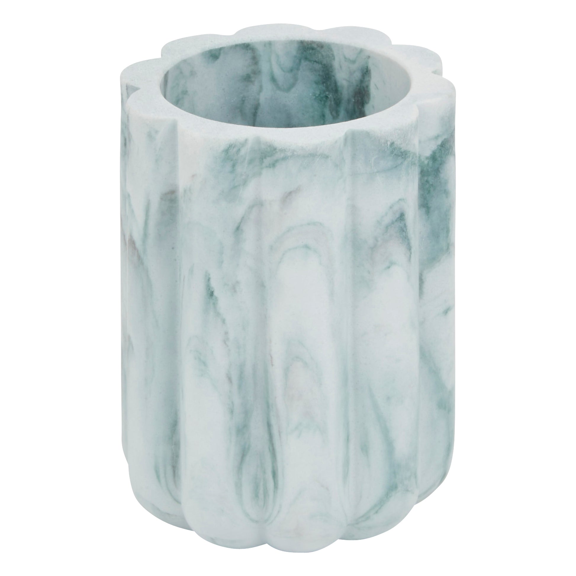Marby Toothbrush Holder - Polyresin Marble Effect, 7.8 x 11 cm