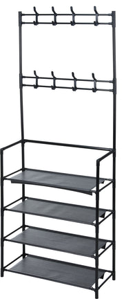Clothing Rack with Storage Shelves & Hooks
