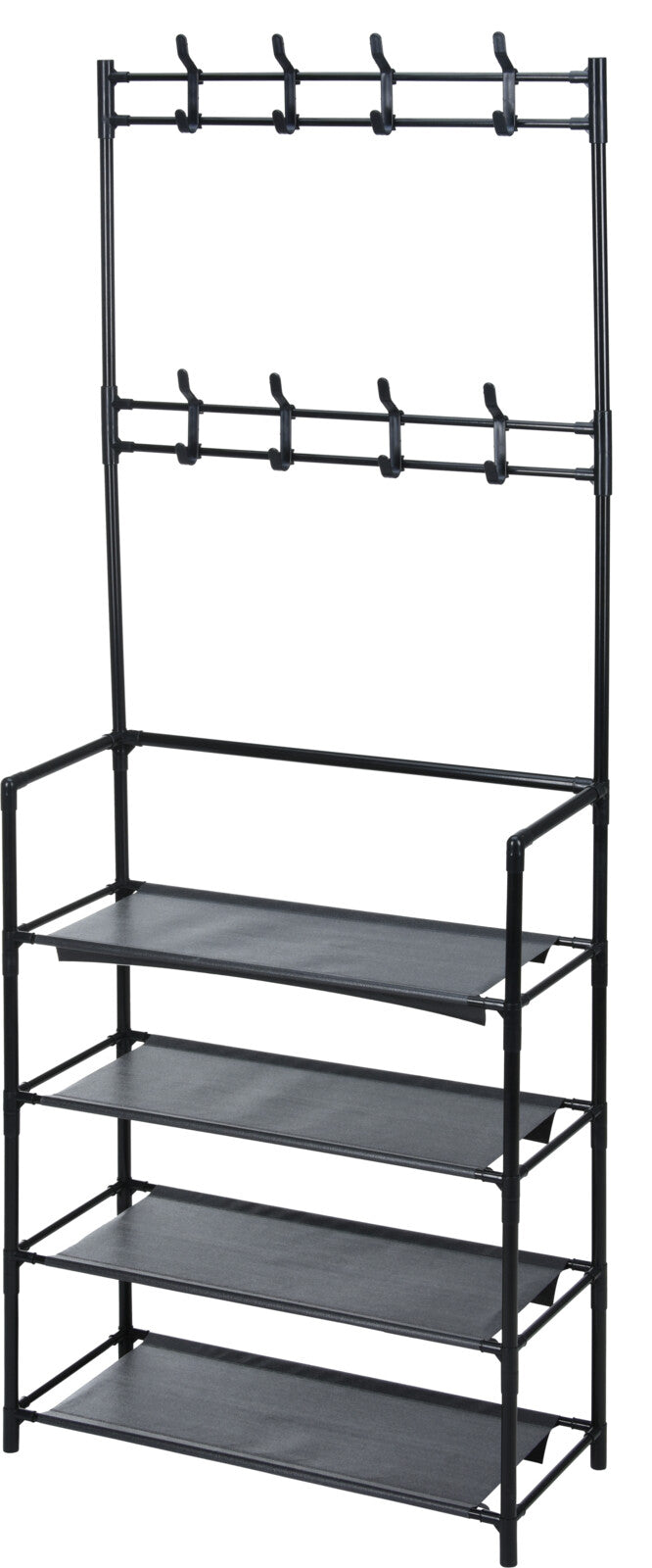 Clothing Rack with Storage Shelves & Hooks