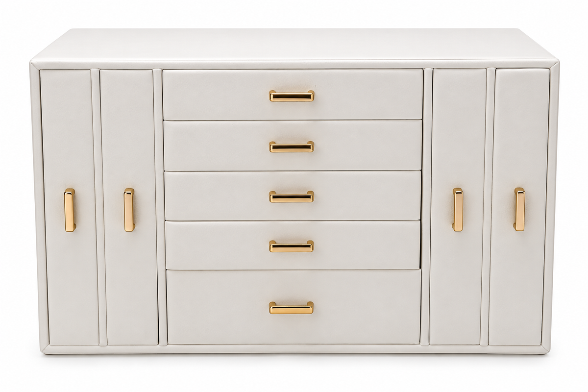 Leather Jewelry Box with Drawers – 33 × 22 cm