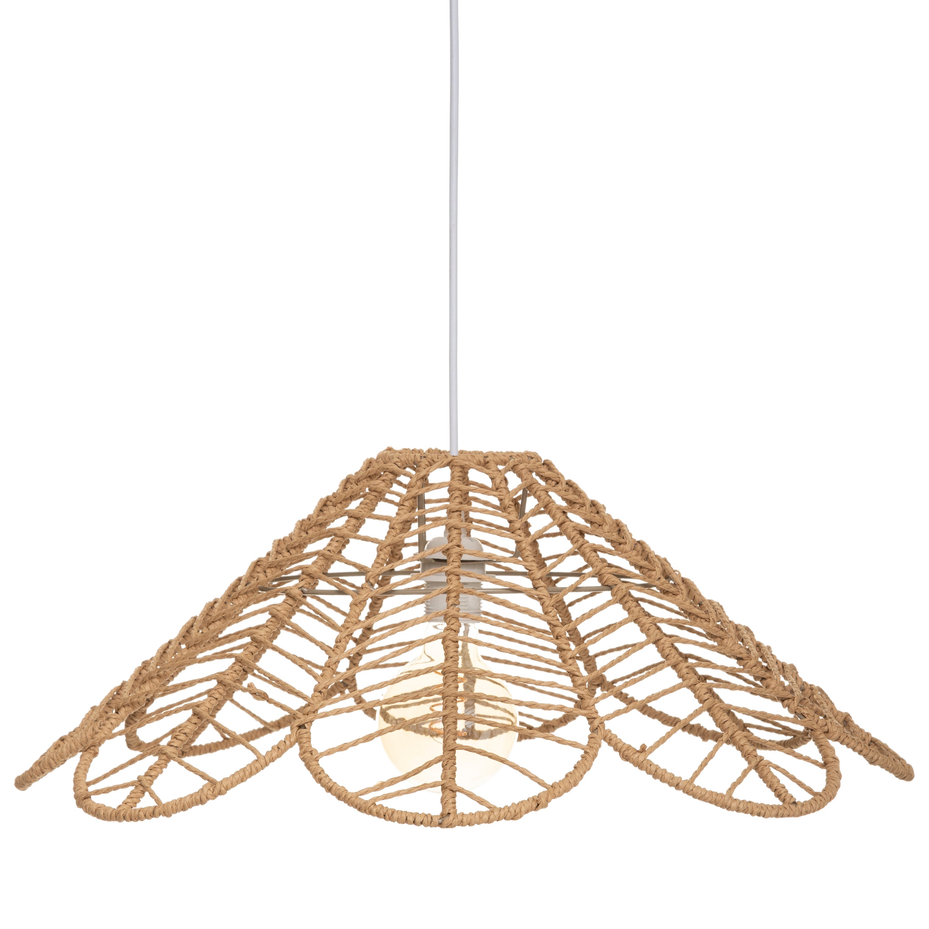 FOLK NAT ROPE PDNT - Natural Rope Pendant Light with Floral Design