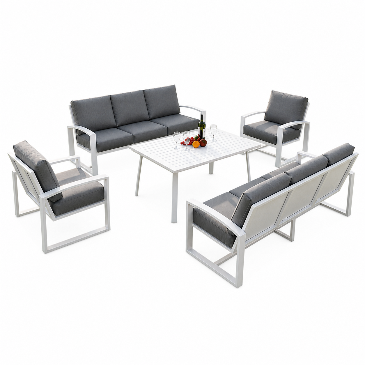 Modern Aluminum Outdoor Lounge Set – 8 Persons