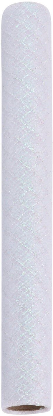 Deco Roll Organza With Glitters Iridescent White - 200x36.5cm