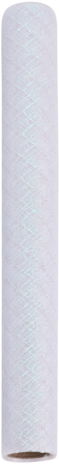 Deco Roll Organza With Glitters Iridescent White - 200x36.5cm