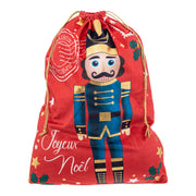 Velvet Xmas Bag with Nutcracker Design