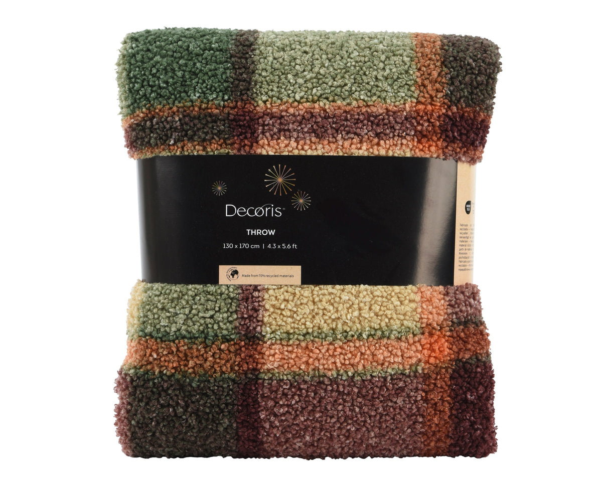 Throw polyester check pattern 130x170cm textured looped pile