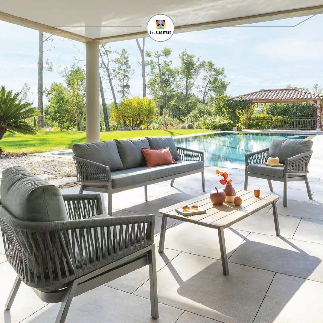 ORIENGO Sofa Set Outdoor Furniture, Removable Cushions, FSC Wood, 3 Pieces