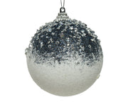 Bauble Foam Glitter Acrylic Beads D8cm White/Blue Christmas Bauble