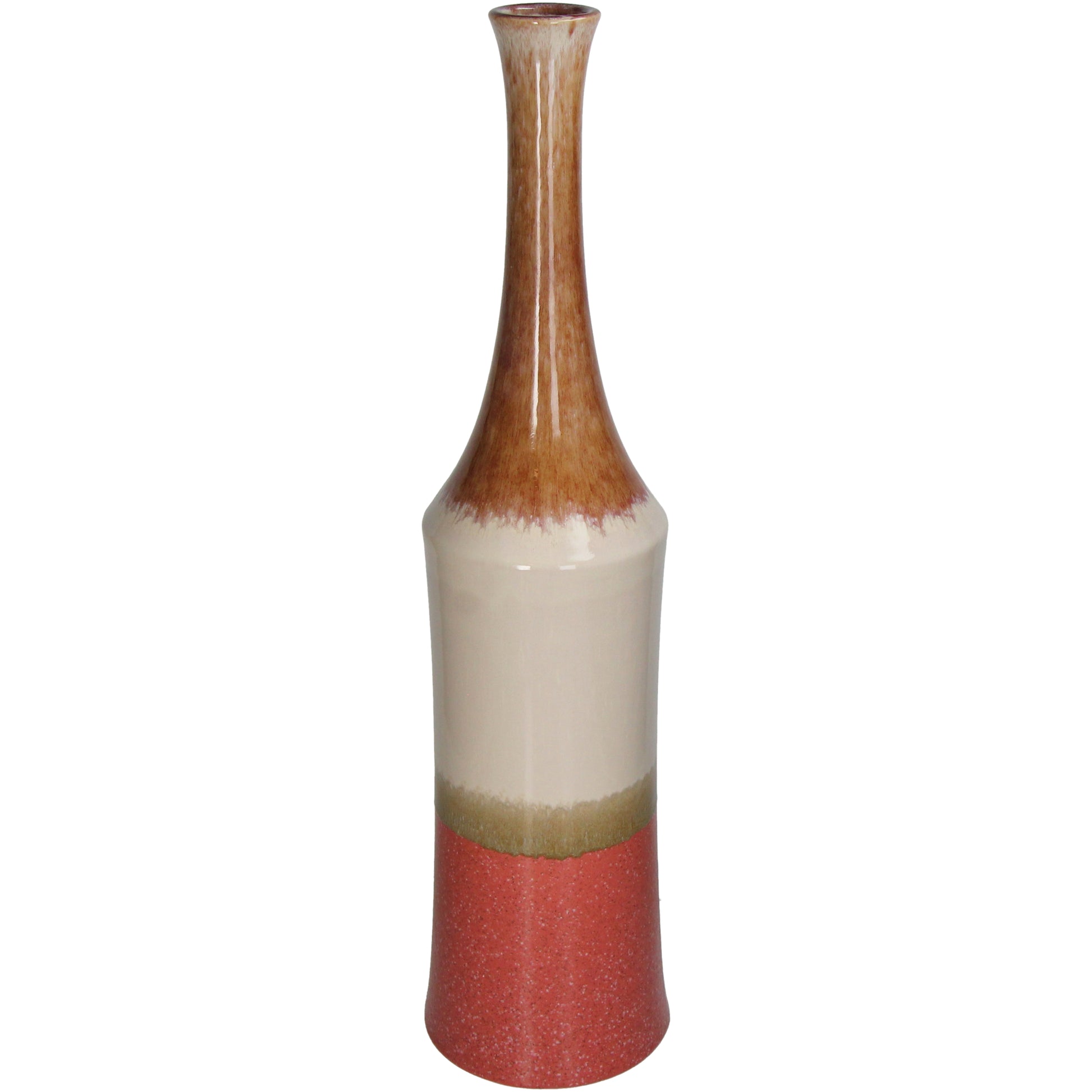 Vase Stoneware Red Tall Decorative Accent for Home