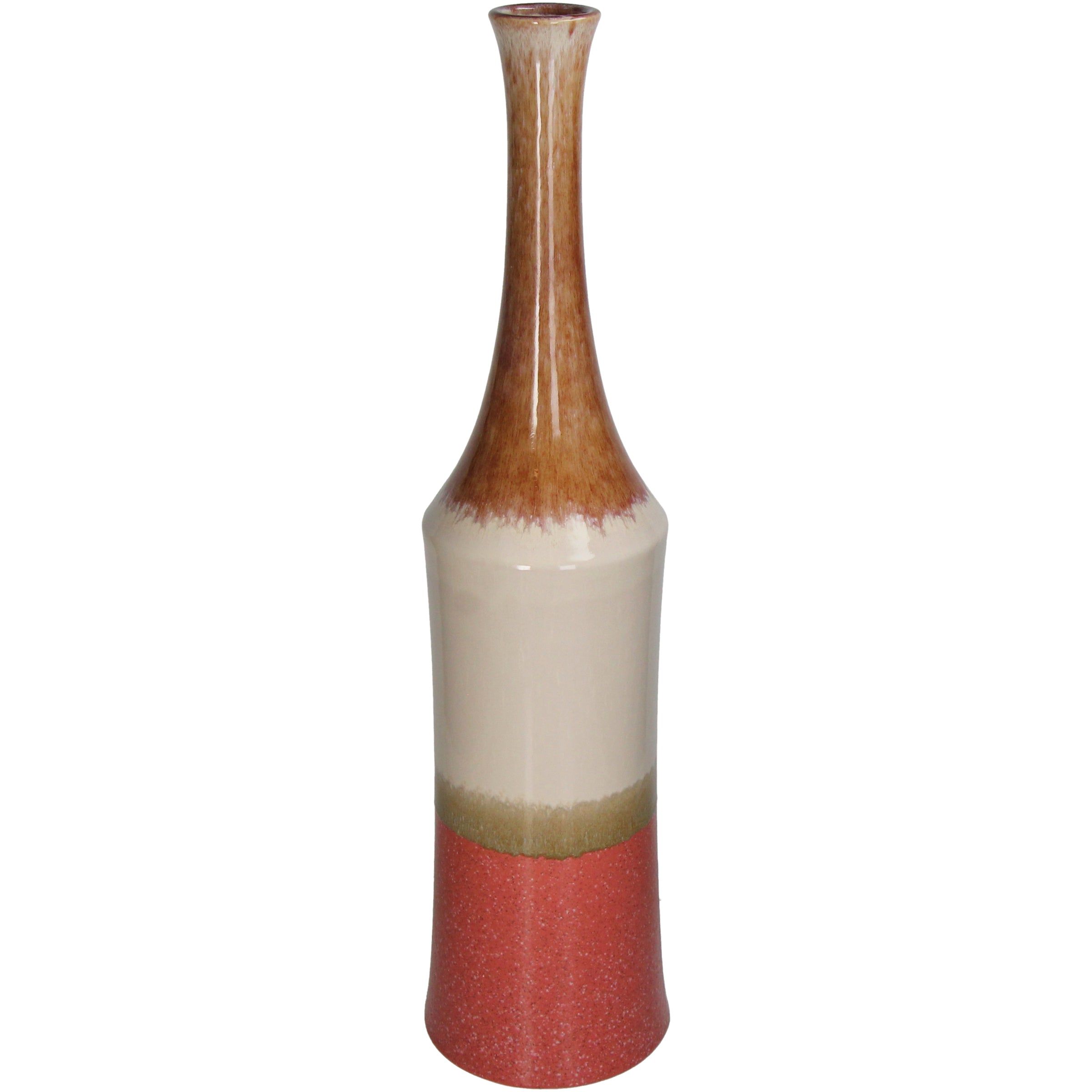 Vase Stoneware Red Tall Decorative Accent for Home