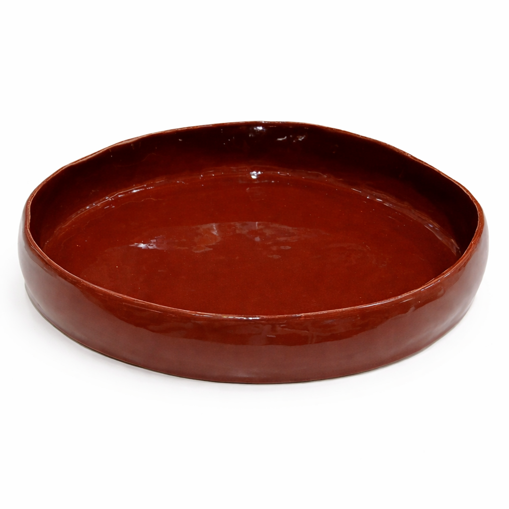 Handmade Ceramic Organic Round Serving Bowl D.30 x H.6 cm Burgundi