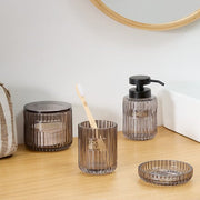 Glass Soap Dispenser 0.25 L - Ribbed Gray Glass, Black Pump