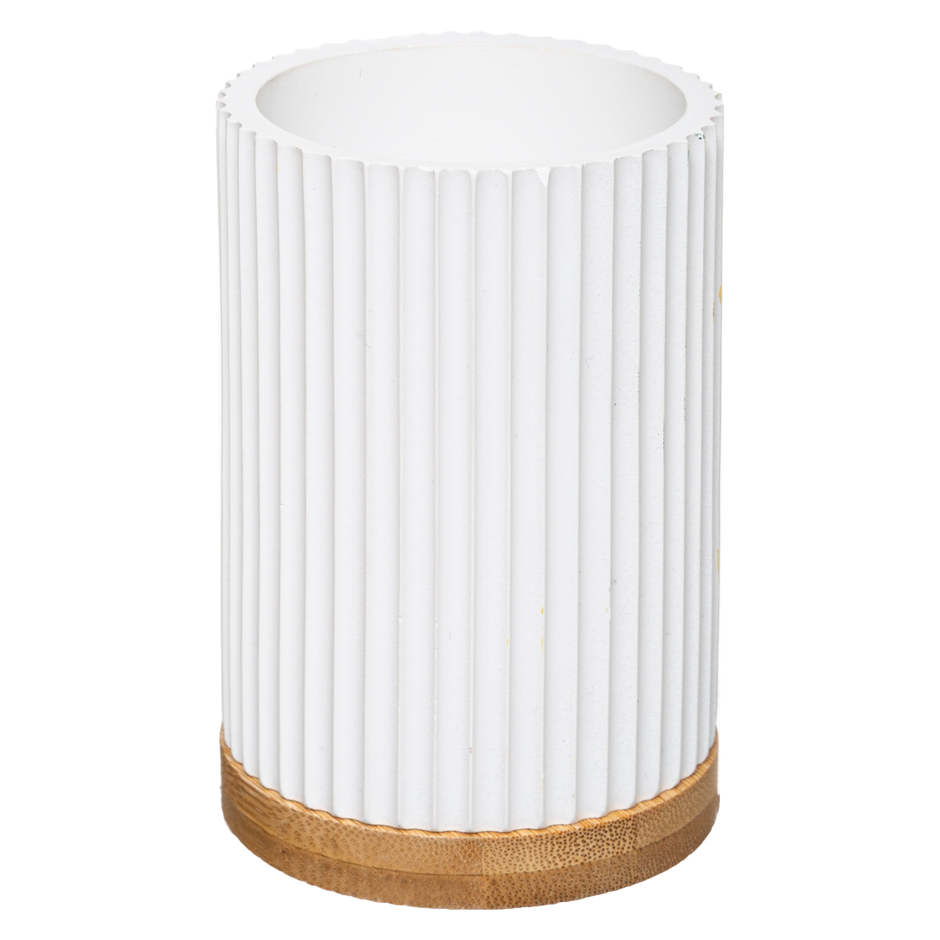 Toothbrush Holder Modern Polyresin with Bamboo Base