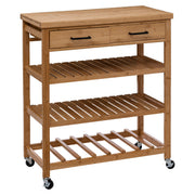 Large Bamboo Trolley with 2 Drawers and 3 Shelves