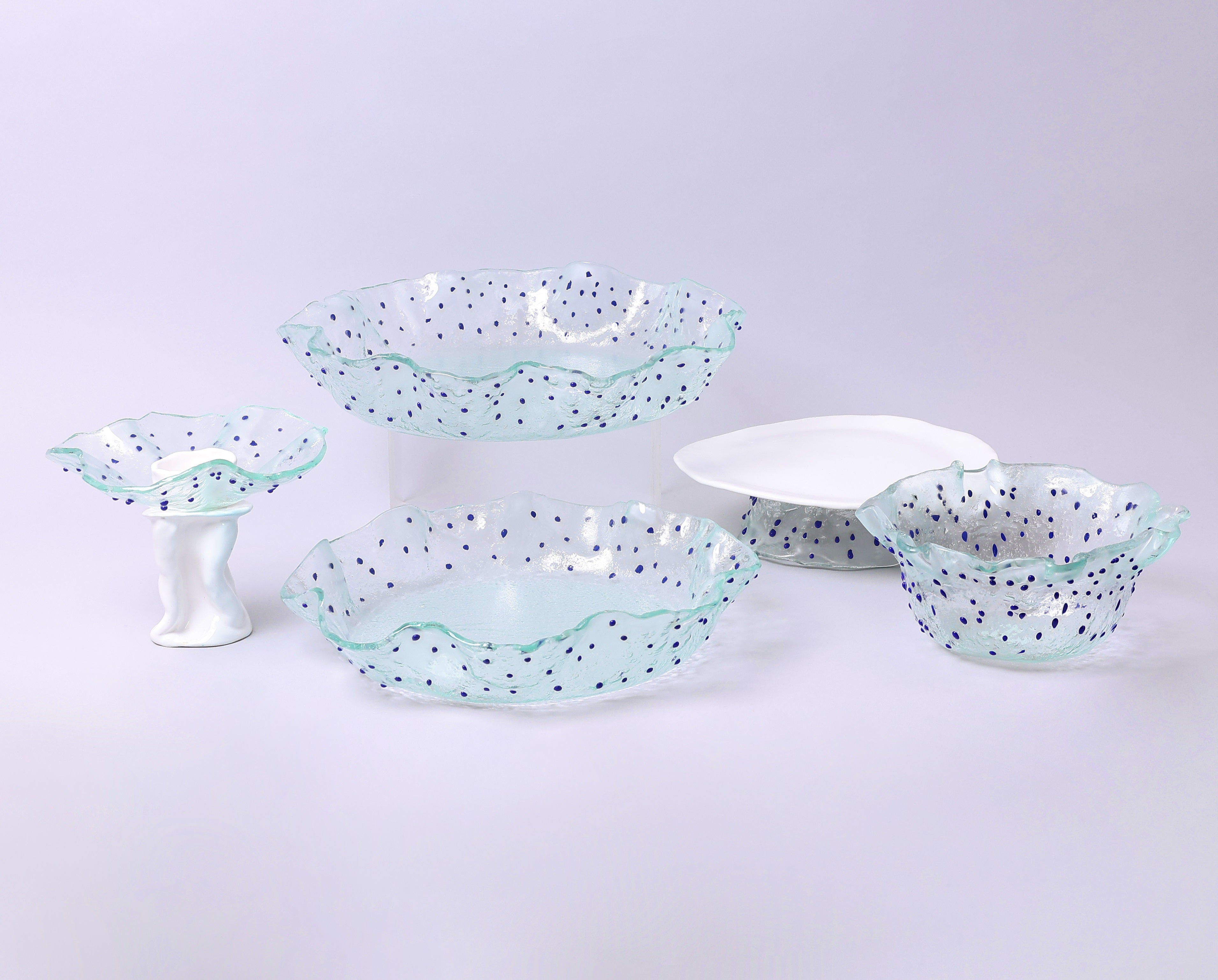 Handmade Glass Serving Plate with Colorful Pattern (2)