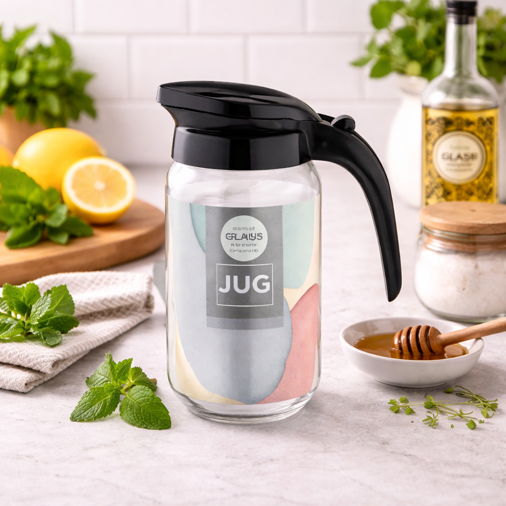 Beluga Glass Jug with Black Lid