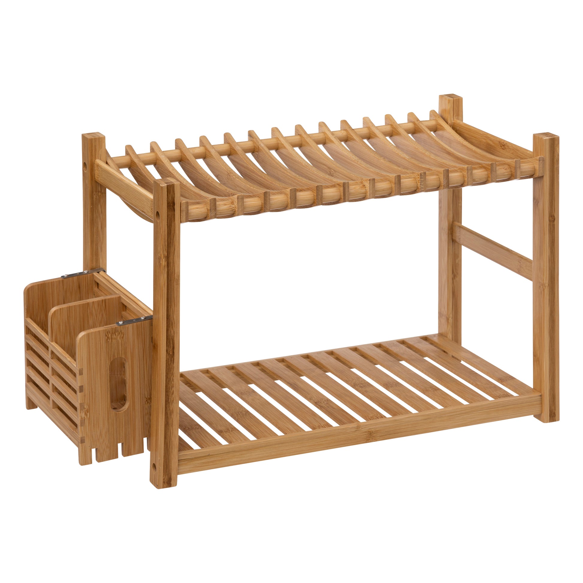 2TIER BAMBOO DISHDRAINER+CUTLERY POT