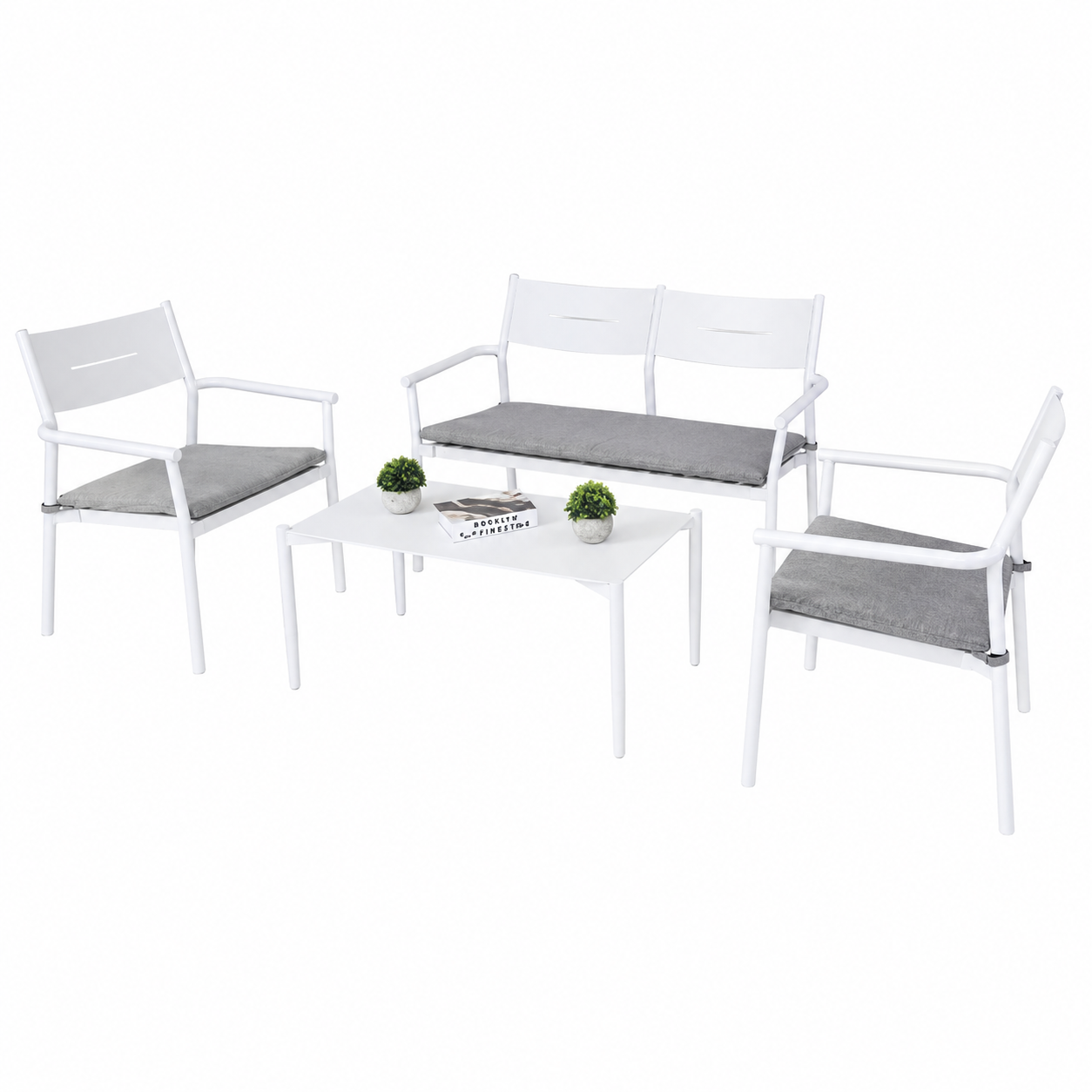 OUTDOOR ALUMINUM SET 2+1+1 WITH TABLE
