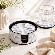 Set of 6 Blue Mosaic Coasters – Ø10 cm