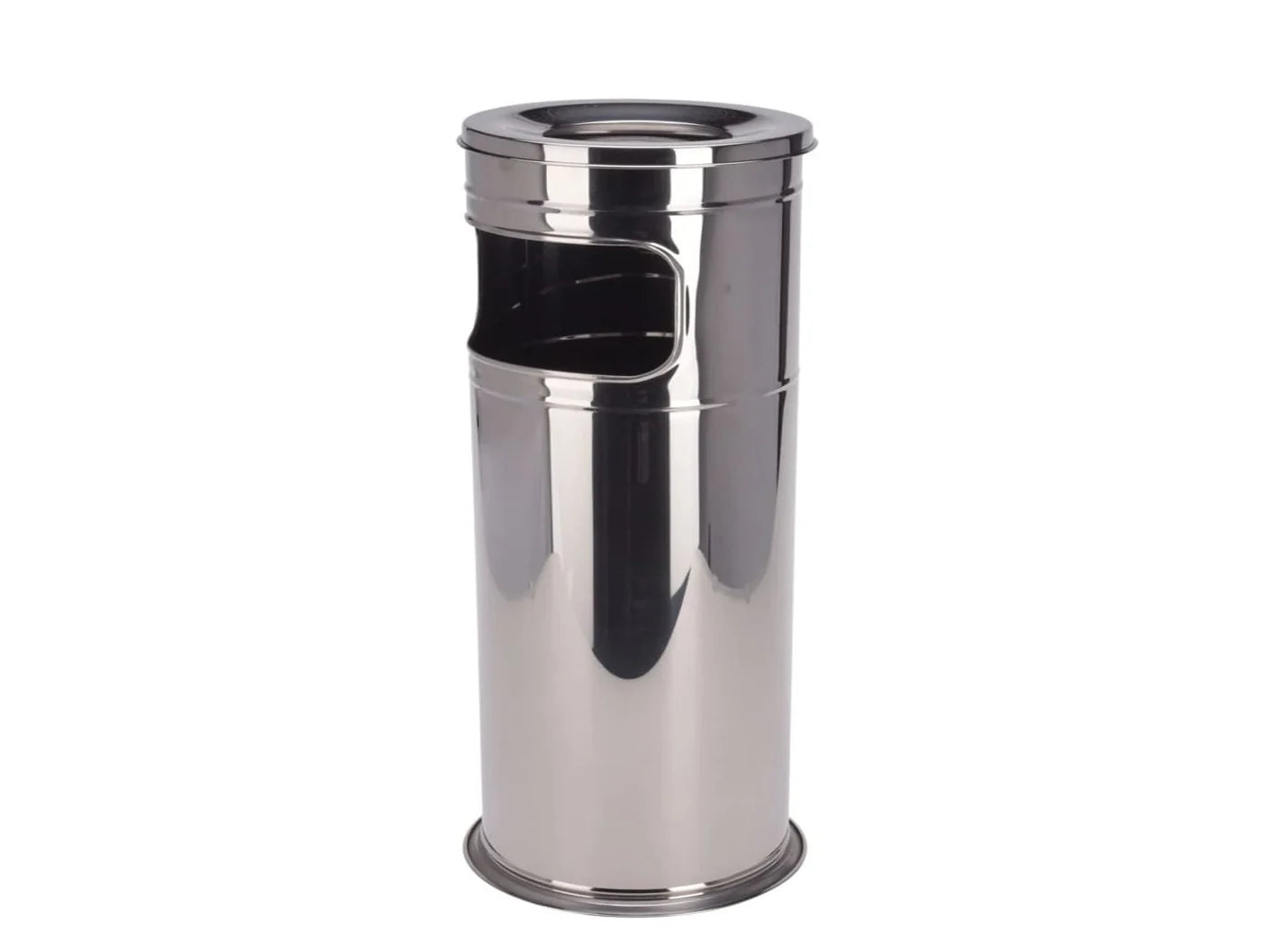 Stainless Steel Column Bin with Ashtray, Modern Waste Bin for Home or Office