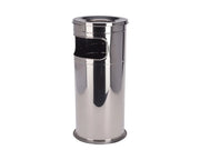 Stainless Steel Column Bin with Ashtray, Modern Waste Bin for Home or Office