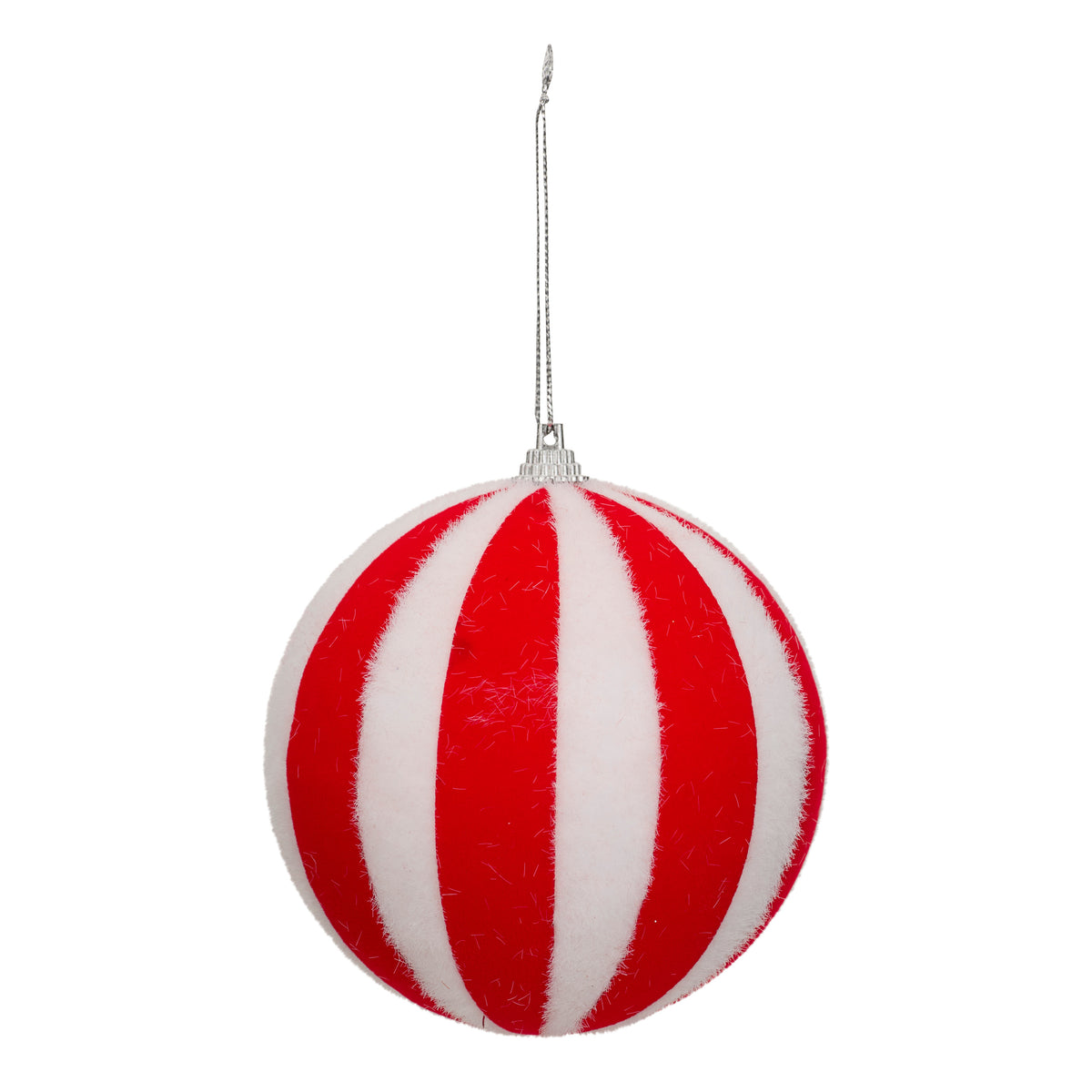 Set of 22 Polystyrene Striped Balls, Red and White
