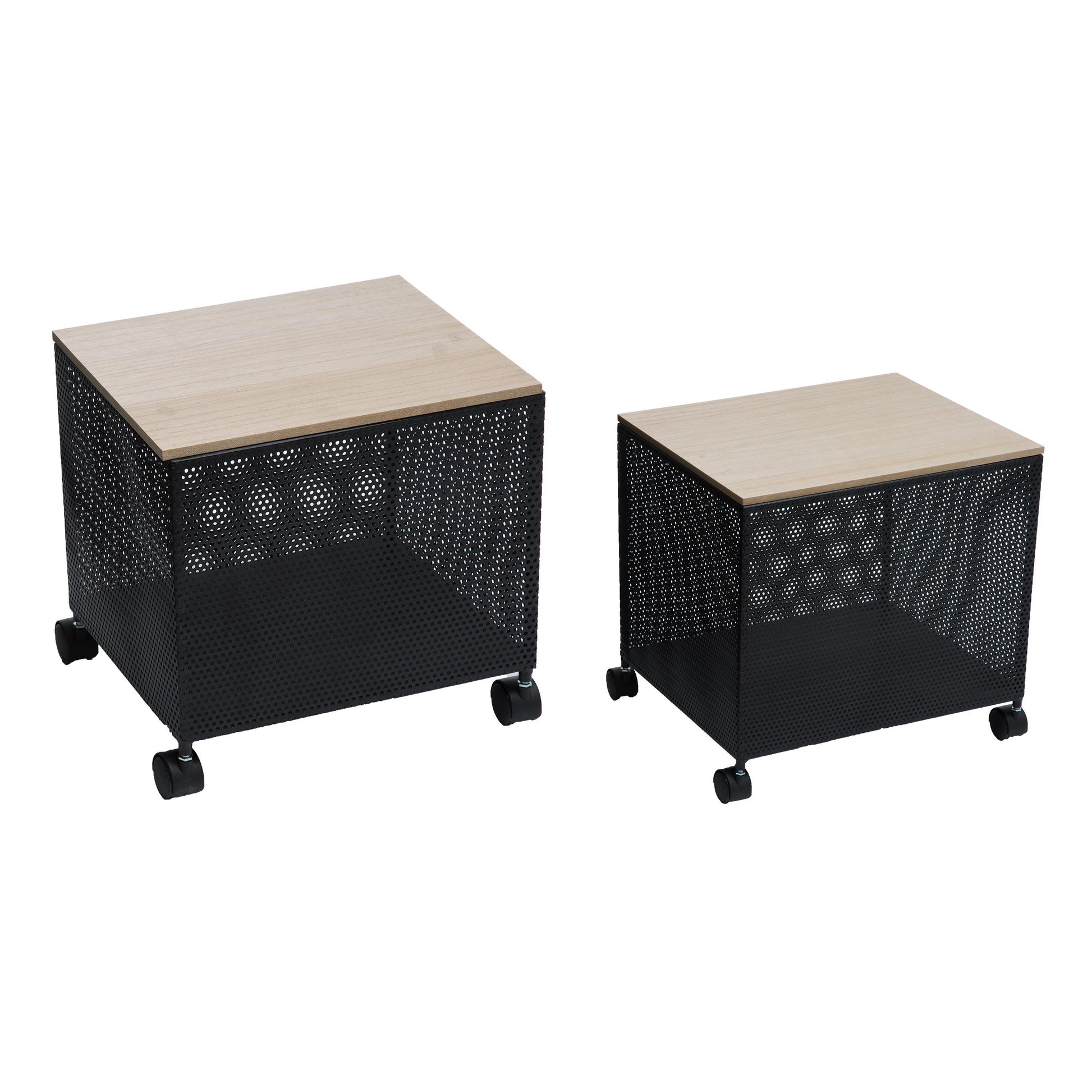Storage Side Table Metal/Wood X2