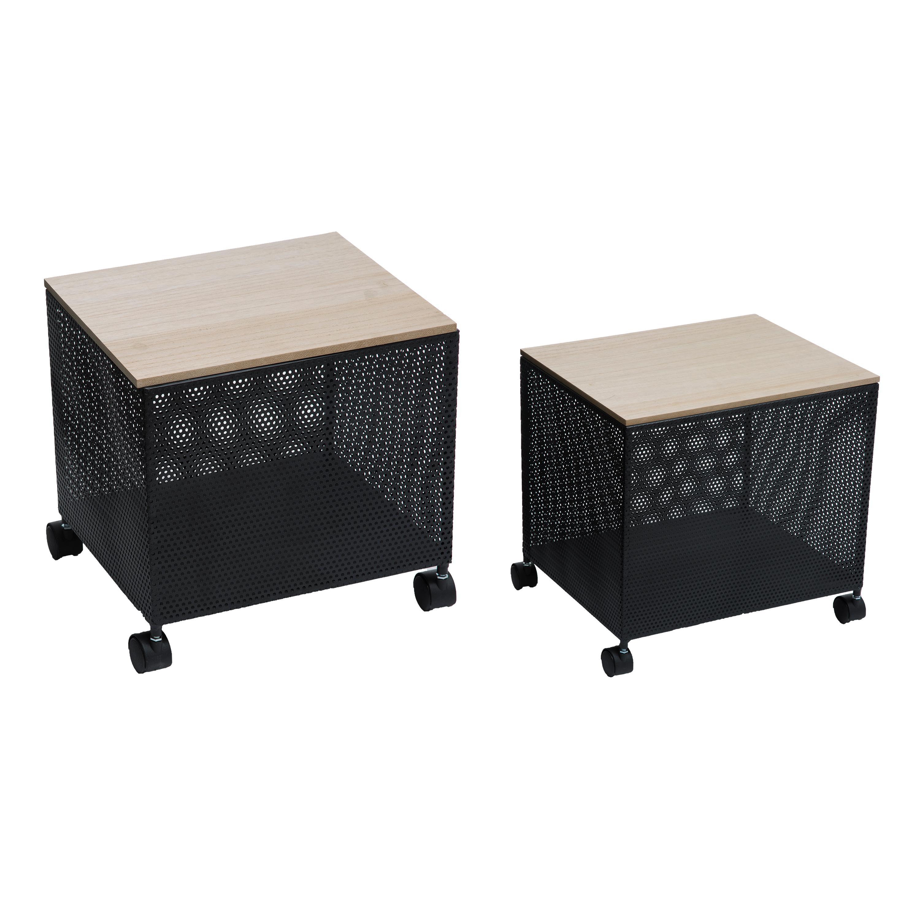 Storage Side Table Metal/Wood X2