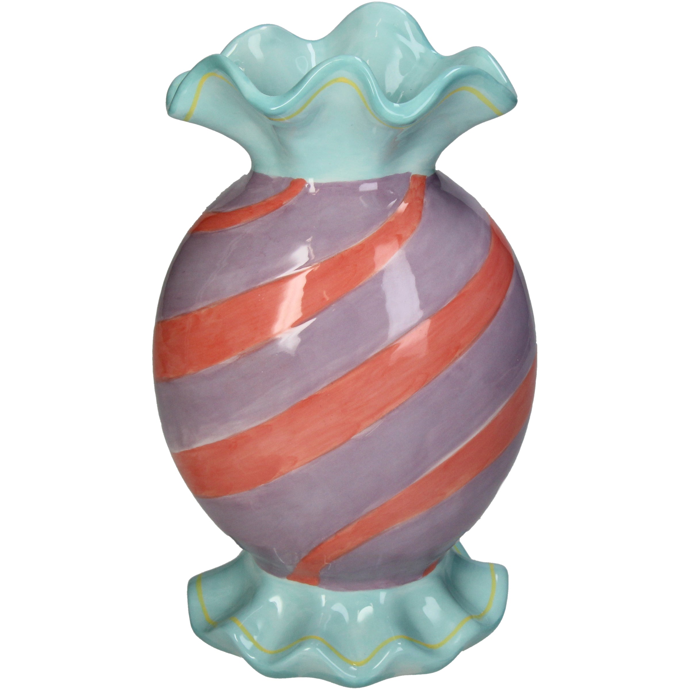 Candy Vase Fine Earthenware in Aqua, Pink & Lilac