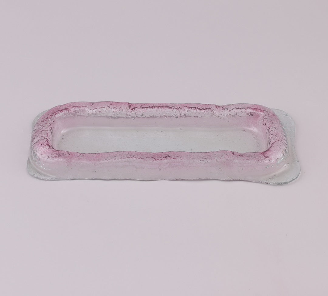 Handmade Long Glass Plate with Rim - 42cm Serveware