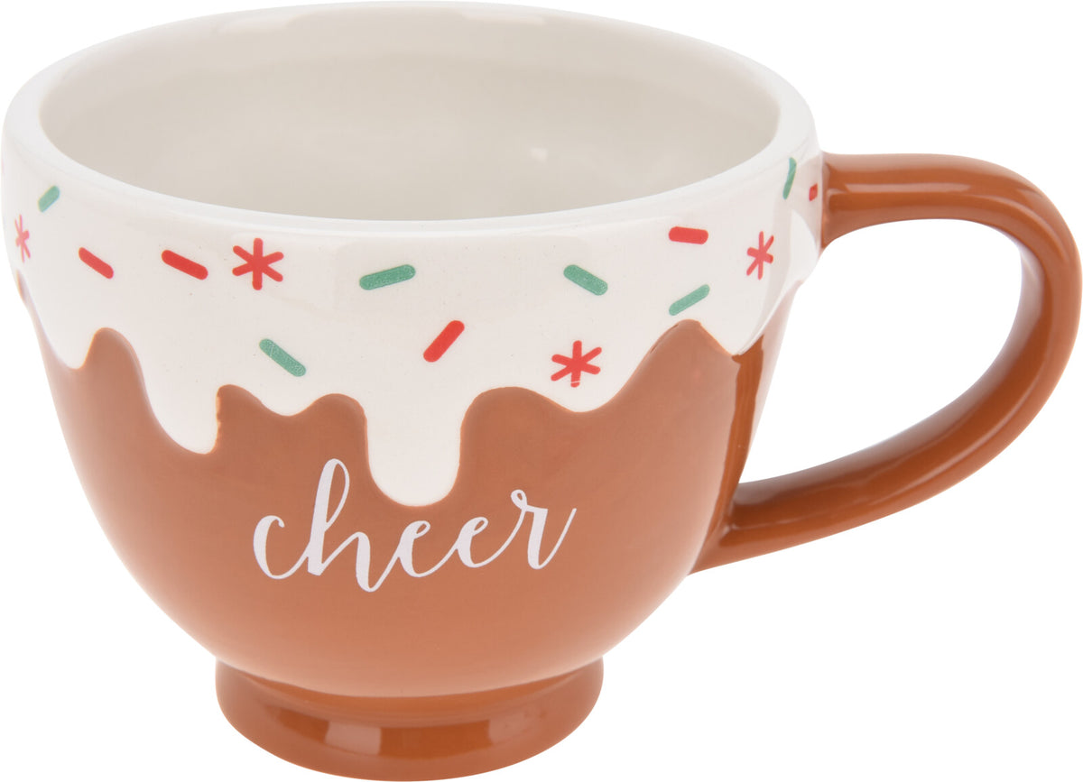 Mug with Christmas Text - Dolomite Holiday Mug, Festive Drip Design