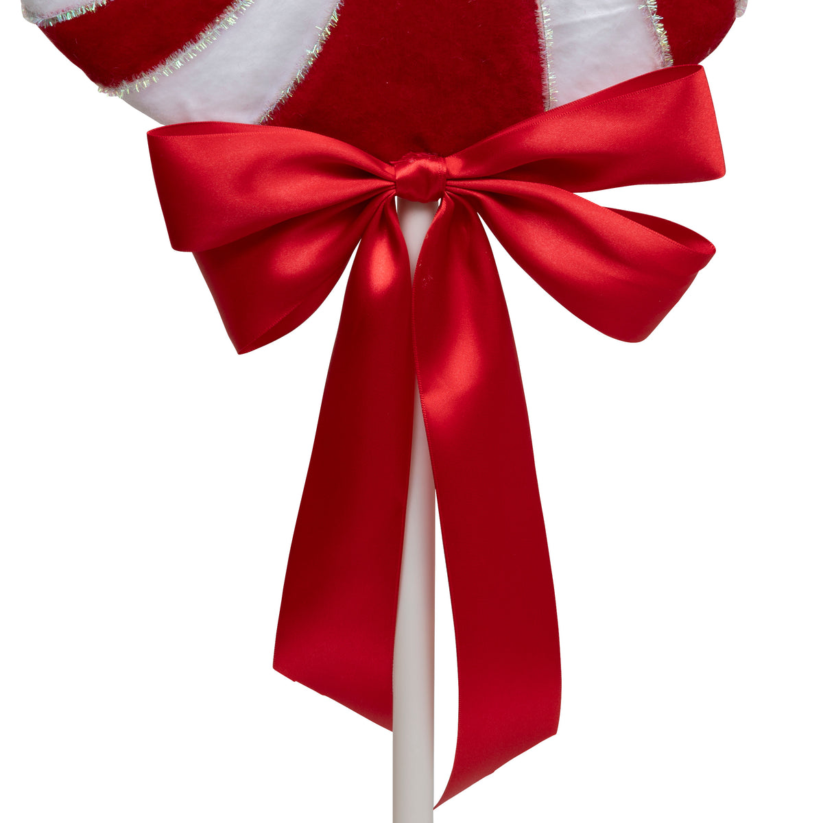 Candy Decor with Satin Bow — Red & White Christmas Lollipop, 80cm