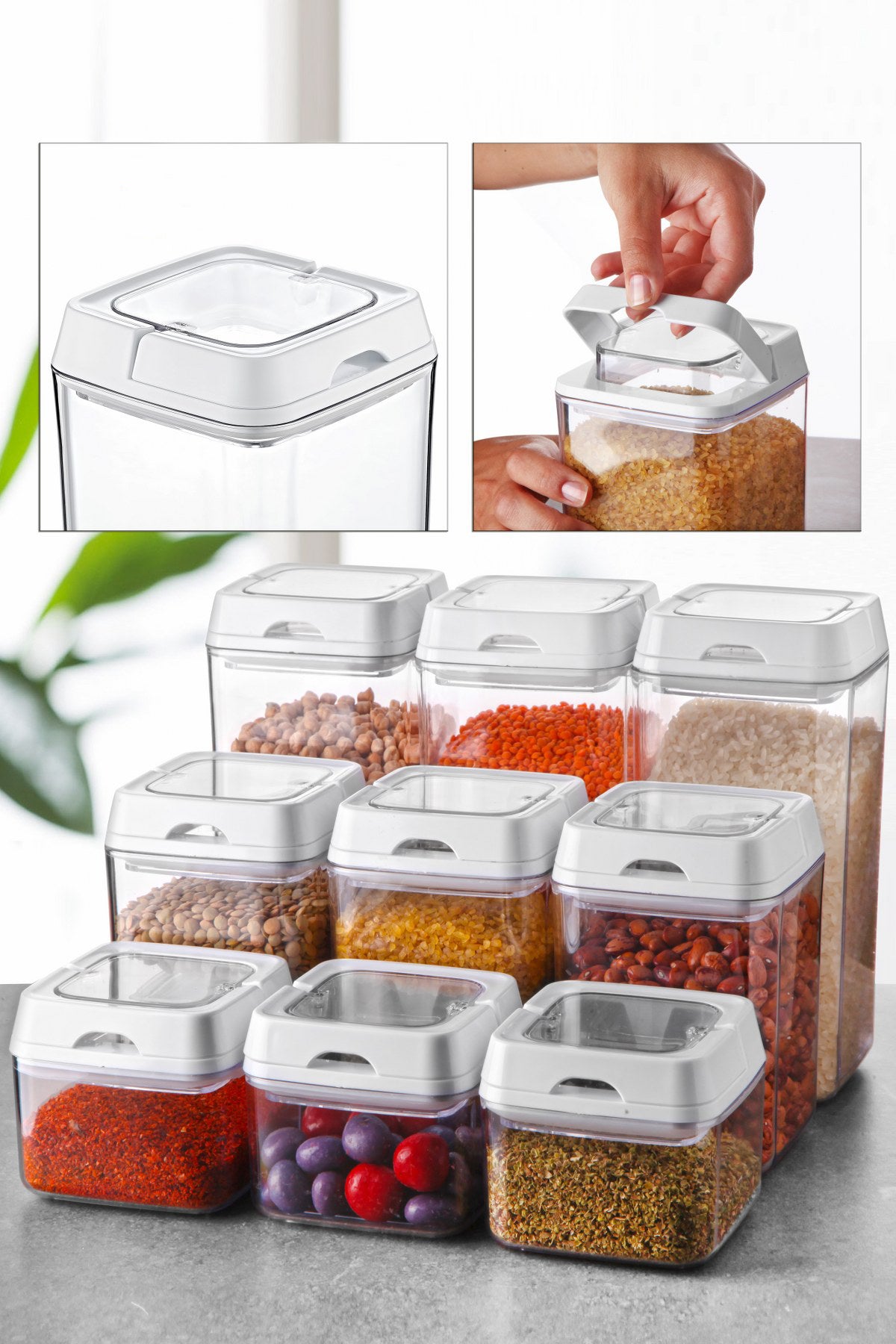 LOCKED ACRYLIC FOOD STORAGE SQUARE - 1.5LT, Food-Safe, PS with Silicon Ring