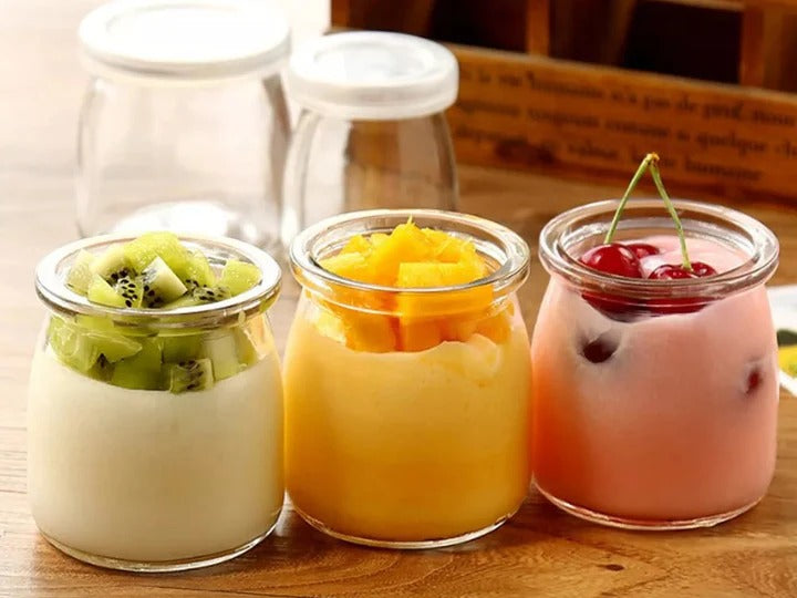 Small Pudding Glass Jar 200ml with Plastic Cover