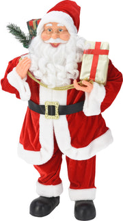 Santa Standing With Present - 40x26x80 cm Christmas Decoration